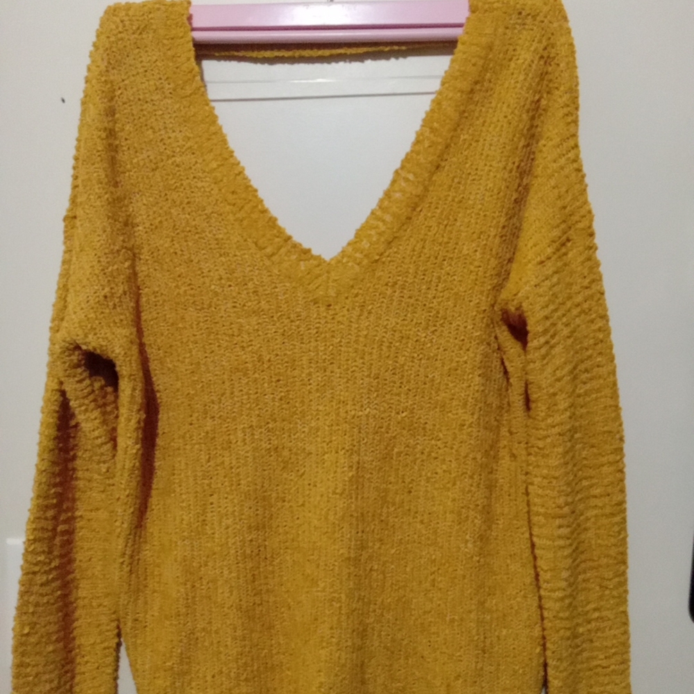 Forever 21 Cozy Mustard V-Neck Sweater woman Small
